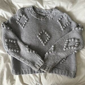 Vintage Chunky Knit Cotton Sweater in Gray Size Small